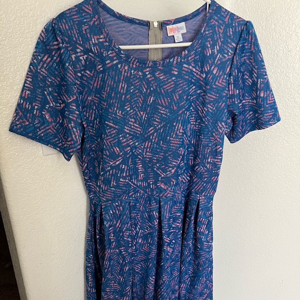 Amelia pink blue print dress
